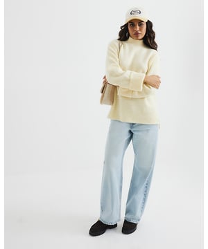 Petite collection, Knitted, High neck, Long sleeves, Side split hem