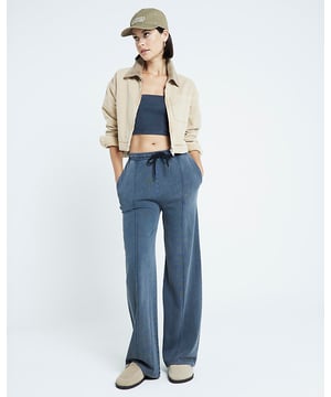 2 piece set, Bandeau top, Sleeveless, Crop fit, Wide leg trousers, Drawstring waist, Tie fastening