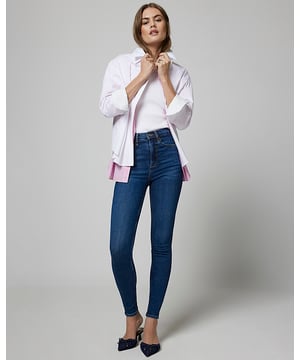 Super skinny fit, High waisted, Lift and shaping seams to fit and contour, Belt loops, Classic 5 pocket styling, Button and zip fly fastening, Cotton for this product has been responsibly sourced