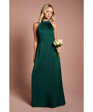 Elegant halterneck design with delicate gathering at the neckline for a sophisticated silhouette
        Luxurious satin fabric that drapes beautifully for all-day comfort
        Floor-length cut creates a graceful, flowing effect perfect for formal wedding celebrations
        Clean, minimalist styling allows for versatile accessorising to complement the bridal party theme
        Sleek back fastening ensures a flawless fit whilst maintaining the gown's elegant lines
    
    This stunning Coast Teen Halterneck Bridesmaids Dress exemplifies timeless elegance with its refined simplicity. The gathered halterneck creates a flattering neckline that frames the dcolletage beautifully, whilst the fluid satin fabric catches the light with subtle luminosity as you move. The clean lines and graceful silhouette make this dress a perfect choice for the bridal party, allowing the bride's chosen aesthetic to shine through. Style with delicate drop earrings and a simple bracelet to maintain the dress's sophisticated charm. For a coordinated bridal party look, consider matching clutch bags and identical or complementary bouquets. This dress has been thoughtfully designed to ensure younger bridesmaids feel both comfortable and elegant throughout the wedding celebrations, creating beautiful memories that will last a lifetime.