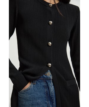 Dome Button Longline Knitted Cardi