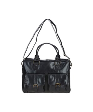 This premium leather laptop bag combines style and functionality, featuring a spacious main compartment, two front buckle pockets for organisation, and sturdy handles with brass hardware. It includes an adjustable, detachable shoulder strap and a fully lined branded interior. Dimensions: (L) 41 cm x (W) 11 cm x (H) 31 cm with a 30 cm shoulder strap drop length.