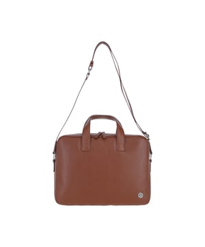 The Brampton Leather Messenger Bag combines timeless style and practicality, crafted from 100% genuine leather for professionals on the go. It features a spacious main compartment, two external zip pockets for easy access, an internal zip pocket for secure storage, and internal slip pockets for organisation. The adjustable shoulder strap adds comfort and versatility, making it perfect for both work and casual use. Dimensions: (L) 39 cm x (H) 29.5 cm x (W) 7.5 cm, with a strap length of 63.5 cm (longest) and 35.5 cm (shortest).