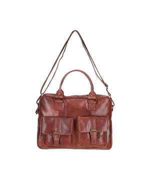 This premium leather laptop bag combines style and functionality, featuring a spacious main compartment, two front buckle pockets for organisation, and sturdy handles with brass hardware. It includes an adjustable, detachable shoulder strap and a fully lined branded interior. Dimensions: (L) 41 cm x (W) 11 cm x (H) 31 cm with a 30 cm shoulder strap drop length.
