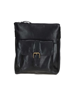This compact leather messenger bag is perfect for daily use, combining style and functionality with premium leather and brass hardware. It features a spacious main compartment, front buckle and back zip pockets, two inside pockets, and an adjustable strap for a comfortable fit. Fully lined with branded interior, it measures 23 cm (L) x 6 cm (W) x 27 cm (H) with a 33 cm drop strap length.