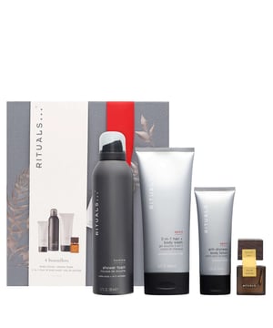 Discover the Rituals Homme Medium Gift Set, a luxurious collection designed for the modern man. This set includes: 200ml Rituals Homme Foaming Shower Gel for a refreshing cleanse, 200ml Rituals Homme 2 in 1 Shampoo & Body Wash for a revitalising wash, 70ml Rituals Sport Anti-Dryness Lotion to combat dry skin, and 15ml Rituals Homme L'Essentiel Eau de Parfum Spray with a captivating blend of cardamom, patchouli, and sandalwood. Perfect for daily use or as a thoughtful gift.