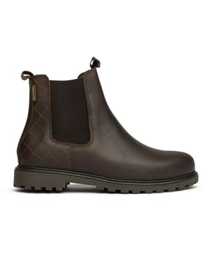 Womens brown Barbour kendal boots, manufactured with leather and a rubber sole. Featuring: heel loop, elastic gussets, barbour branding and cleated sole.
