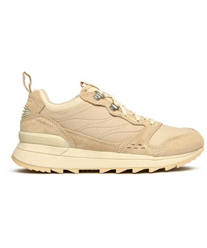 The Merrell Alpine 83 Sneaker Recraft brings vintage-inspired performance to your everyday adventures. This women's trainer features a clean white textile upper with thoughtful details like a padded ankle collar for comfort and a leather heel counter for enhanced support. The rubber sole provides reliable traction, while the convenient heel loop makes slip-on styling effortless. A perfect blend of retro aesthetics and modern functionality for the active woman.