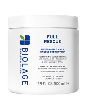 Biolage Full Rescue Restorative Hair Mask for Thin Hair - Experience the transformative power of this luxurious, silicone-free treatment. Infused with rosemary oil and niacinamide, it densifies and hydrates your hair, making it 15 times smoother and 71% more hydrated after just one use. This vegan formula is free from parabens and colorants, suitable for all hair types. For best results, apply to wet hair post-shampoo, leave for 3-5 minutes, and rinse thoroughly for fuller, softer, and healthier-looking hair.