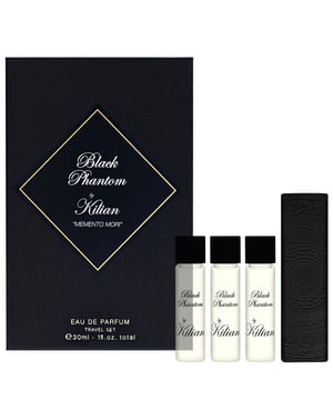 Discover the Kilian Black Phantom "Memento Mori" Eau de Parfum Travel Set, a captivating collection featuring four 7.5ml bottles of this enchanting fragrance. This dark and mysterious scent unveils ethereal amber notes, enriched with warm spices and a delightful sweetness. Experience the luxurious blend of rich vanilla, dark chocolate, rum, caramel, and coffee, perfectly balanced with a touch of sugar and enhanced by sandalwood, heliotrope, and almond for a savory richness. Ideal for on-the-go elegance, this set includes a stylish Kilian Travel Atomiser.