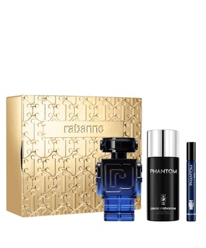 Experience the allure of Rabanne's Phantom Intense Eau de Parfum Gift Set, a bold and captivating fragrance collection designed for the modern man. This luxurious set includes a 100ml bottle of the intense Eau de Parfum, a 10ml travel-size version, and a 150ml deodorant, all presented in a stunning gradient blue bottle. With notes of orange blossom, cardamom, lavender, and a warm base of vanilla and cedarwood, this fragrance invites you to embrace the night and indulge in your desires. Perfect as a gift or a personal treat, elevate your fragrance collection with this exceptional set.