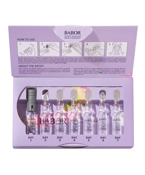 Elevate your skincare routine with the BABOR Limited Edition Lifting Ampoules, a blend of art and beauty. This exclusive collaboration with Cevin Parker features a unique design and offers six different 7-day treatment series, each crafted to enhance your skin's natural beauty. Ideal for mature skin, these ampoules provide high-dose active ingredients for immediate visible results. Simply cleanse your skin, shake the ampoule, and apply the concentrated serum to your face, neck, and décolleté. Experience innovative single-use ampoules designed for safety and effectiveness.