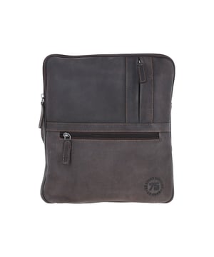 This sleek and functional real leather messenger bag is designed for those who value both style and practicality. With its slim profile and multiple compartments, it provides convenient storage for everyday essentials. It features a top zip closure, a front zip pocket, a front straight zip pocket, a rear zip pocket, two internal slip pockets, and one internal zip pocket. Finished with silver brass hardware and a leather company-branded lining, this messenger bag ensures your belongings stay secure and well-organized. Dimensions: 25 cm (L) x 3 cm (W) x 30 cm (H).