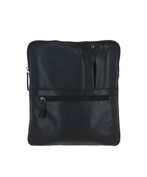 This sleek and functional real leather messenger bag is designed for those who value both style and practicality. With its slim profile and multiple compartments, it provides convenient storage for everyday essentials. It features a top zip closure, a front zip pocket, a front straight zip pocket, a rear zip pocket, two internal slip pockets, and one internal zip pocket. Finished with silver brass hardware and a leather company-branded lining, this messenger bag ensures your belongings stay secure and well-organized. Dimensions: 25 cm (L) x 3 cm (W) x 30 cm (H).