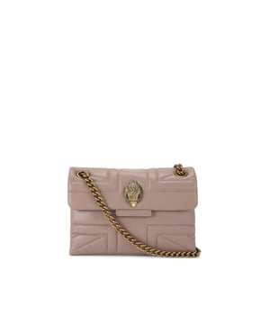The Mini Kensington is crafted from a beige leather with stitching detail creating the Union Jack. The gold brass eagle head features crystals and crystal eyes on the front flap. 14cm (H), 20cm (L), 6cm (D). Strap drop cross body: 120cm. Strap drop shoulder: 70cm.