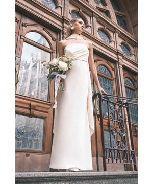 Satin Fishtail Wedding Dress with Drape Scarf