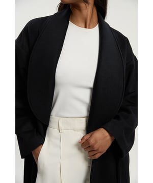 Brushed Wool Belted Wrap Tailored Maxi Coat