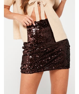V BY VERY BROWN X CAROL BYRNE SEQUIN MINI SKIRT