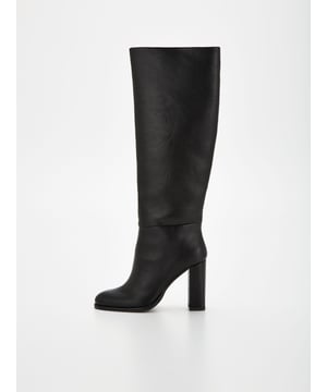 V BY VERY BLACK BLOCK HEEL STRAIGHT LEG KNEE BOOT