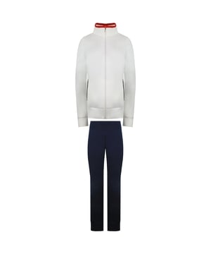 Step out in classic style and comfort with the Champion Plain Women’s White/Navy Tracksuit—a timeless set designed for both athletic performance and casual wear. Combining clean lines with Champion’s quality craftsmanship, this tracksuit keeps you looking fresh whether you’re hitting the gym or running errands.
Key Features:
Soft Cotton-Blend Fabric: 

Comfortable, breathable, and perfect for all-day wear.

Crisp White and Navy Colour Block Design: 

Stylish contrast for a sporty, modern look.

Zip-Up Jacket with Stand Collar: 

Easy to layer and adjust for temperature control.

Elastic Waistband on Pants: 

Provides a secure, flexible fit for ease of movement.

Ribbed Cuffs and Hem: 

Maintains shape and adds a polished finish.

Side Pockets on Both Jacket and Pants: 

Convenient storage for essentials.

Subtle Champion Logo: 

Embroidered branding adds authentic, understated style.

Relaxed Fit: 

Offers comfort and versatility for workouts or casual outings.

Whether you're warming up or winding down, the Champion Plain White/Navy Tracksuit is your go-to for sporty elegance and all-day comfort.