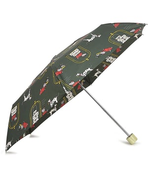 Paraguas de campanero verde para mujeres de Radley, fabricado con poliéster. Características: tela de mascotas, marco plegable, funda a juego, estampado de campanero y medidas de 4 x 23 x 4 cm.