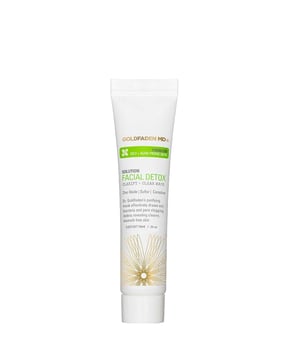 Experience the rejuvenating power of Goldfaden MD's Detoxifying Facial Mask. This purifying treatment effectively draws out impurities and unclogs pores, revealing a clear, flawless complexion. Ideal for blemish-prone skin, it balances and evens out skin tone while minimizing the appearance of pores. Enriched with soothing ingredients, this mask hydrates and softens your skin, leaving it feeling smooth and refreshed. Perfect for women seeking a radiant glow, this 15ml mask is a must-have addition to your skincare routine.