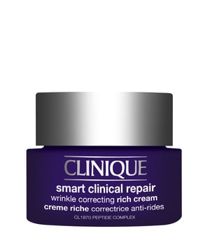 Discover Clinique's Smart Clinical Repair Wrinkle Correcting Rich Cream, a powerful anti-aging solution that revitalizes your skin. Formulated with the innovative CL1870 Peptide Complex, this cream enhances your skin's natural collagen for a smoother, more youthful appearance. Enriched with hyaluronic acid for deep hydration, it effectively reduces fine lines and wrinkles. Ideal for dry skin types, this cream also features soybean to strengthen the skin and shea butter to nourish. For best results, apply morning and evening on a cleansed face and neck.