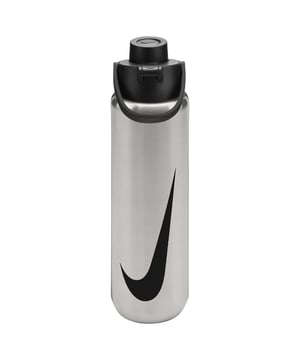 90% Stainless Steel, 8% Polypropylene, 1% Thermoplastic Vulcanizate, 1% Silicone. BPA Free, Durable, Scratch Resistant. Height: 28cm. Width: 8.5cm. Ergonomic, Keeps Drinks Cold, Leak Resistant Lid, Soft Finger Loop, Twist Off Cap, Vacuum Insulated. Design: Swoosh. Capacity: 680ml. Sustainability: Eco Friendly.