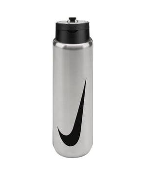 90% Stainless Steel, 8% Polypropylene, 1% Thermoplastic Vulcanizate, 1% Silicone. BPA Free, Durable, Scratch Resistant. Keeps Drinks Cold, Soft Finger Loop. Design: Swoosh. Capacity: 709ml.