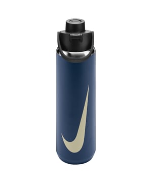 90% Stainless Steel, 8% Polypropylene, 1% Thermoplastic Vulcanizate, 1% Silicone. BPA Free, Durable, Scratch Resistant. Height: 28cm. Width: 8.5cm. Ergonomic, Keeps Drinks Cold, Leak Resistant Lid, Soft Finger Loop, Twist Off Cap, Vacuum Insulated. Design: Swoosh. Capacity: 680ml. Sustainability: Eco Friendly.