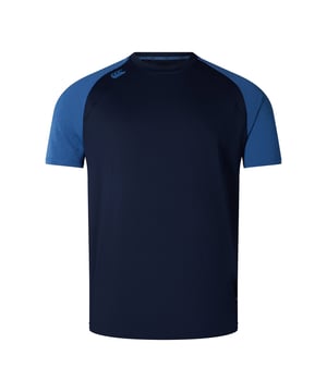 95% Recycled Polyester, 5% Elastane. Fabric: Jacquard, Stretch. Design: Logo, Plain. Sleeve-Type: Contrast Sleeves, Raglan, Short-Sleeved. Neckline: Round Neck. Fabric Technology: Breathable, Lightweight, Moisture Wicking, Quick Dry, Vapodri. Heat Sealed Details. 160gsm. XS: 36 in. S: 39 in. M: 41 in. L: 43 in. XL: 45 in. XXL: 48 in. 3XL: 51 in. 4XL: 53 in.