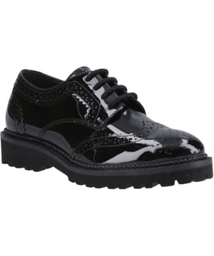 Brogue Style Back To School Girl Shoe; The Gabi features adjustable Lace Up fastening and a flexible EVA Outsole to keep feet comfortable & secure throughout the school day