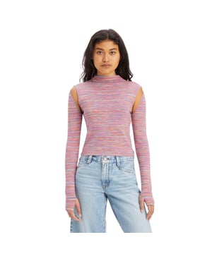 72% Viscose, 28% Polyester. Ontwerp: Contrast, Logo, Geribd. Cropped, Uitsnijding bij de schouder, Duimgaten. Mouwtype: Afneembaar, Lange mouwen. Halslijn: Vleiend, Hoge hals. Pasvorm: Slank. Sluiting: Overpull. 6 UK: 33 inch. 8 UK: 35 inch. 10 UK: 37 inch. 14 UK: 39,5 inch.