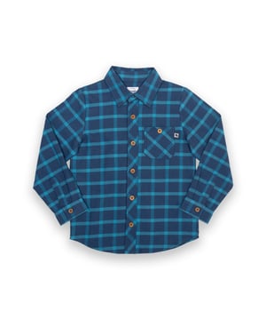 100% organic cotton | Proud to be certified to the Global Organic Textile Standard (GOTS) | Blue check design | Navy blue | Brushed cotton flannel | Coconut button fastening | Single front chest pocket | Long sleeved | Buttoned cuffs | Classic collar with stand | Curved hem | Made in India | Machine washable at 40 degrees, or at 30 degrees to be kinder to the planet