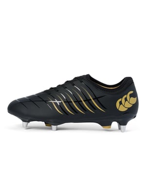 Upper: Durable, Knitted, PU (Polyurethane), Synthetic, TPU, Vaposkin. Outsole: Moulded Studs, Traction Grip. Lightweight, Reinforced. Flat. Cut: Low. Design: Logo. Toe Style: Pointed. Fastening: Lace Up. Suitable for: Soft Ground.