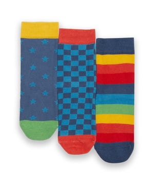 90% organic cotton 8% polyamide 2% elastane | Proud to be certified to the Global Organic Textile Standard (GOTS) | Chequerboard, star and stripe designs | Three pack | Made in Turkey | Machine washable at 40 degrees, or at 30 degrees to be kinder to the planet
