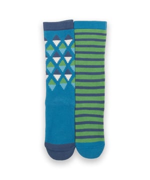 90% organic cotton 8% polyamide 2% elastane | Proud to be certified to the Global Organic Textile Standard (GOTS) | Diamond and stripe designs | Two pack | Made in Turkey | Machine washable at 40 degrees, or at 30 degrees to be kinder to the planet