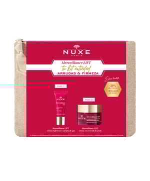 ESTUCHE RUTINA NOCTURNA ANTI-ENVEJECIMIENTO LIFT-FIRMEZA de NUXE. Crema de noche que rejuvenece la piel. Esta crema concentrada te ayudará a lograr una piel tan robusta como tú. Disfruta de un potente tratamiento antiedad que revitaliza la piel, dejándola descansada y más relajada, como si hubieras tenido dos horas adicionales de sueño(1). Al amanecer, notarás que tu piel se siente renovada y con una apariencia más suave, satisfactoriamente para el 100% de las participantes(2). Las líneas de expresión se reducen, y la dermis luce similar a un lifting. Con un efecto reafirmante, tu rostro se verá notablemente más juvenil. Disfruta de una experiencia antienvejecimiento y un deleite sensorial con suaves notas florales y almizcladas. *Producto desarrollado y elaborado en Francia. (1) Estudio de uso - 20 participantes - porcentaje de satisfacción tras 28 días. (2) Estudio de uso - 22 participantes - porcentaje de satisfacción después de varios días.
