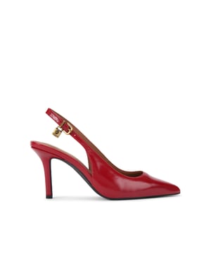 This Kurt Geiger Brixton Slingback Heel is crafted from a soft red leather. the toe is pointed and the heel is in a stiletto style. Heel height: 8cm.