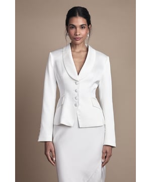Bridal Waisted Jacket With Satin Lapel