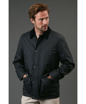 Navy Coated Cord Collar Walking Jacket