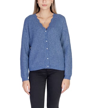 Marca: Vila Clothes.
  Genero: Mujer.
  Tipo: Cardigan.
  Temporada: Otono/Invierno.
  Color: Azul.
  Cierre: Botones.
  Mangas: Largas.
  Escote: Escote en V.
  Codigo del articulo: 14098048.
  Composicion: 20% acrilico 25% poliamida 55% poliester.
  Lavado: Lavar a maquina a 30Â°.