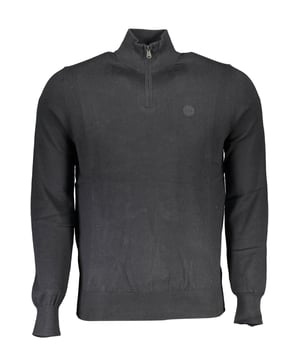Schwarzes Baumwollhemd.
  Langarmshirt mit halbem Reissverschluss.
  Stickereien und Logo.
  Details.
  Hergestellt aus recycelten Fasern.
  Entwickelt fur Manner.