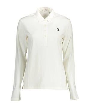 Polo versatil de algodon blanco.
  Manga larga con cuello de polo clasico.
  Sofisticado bordado del logotipo.
  Fabricado con materiales de alta calidad.
  Cierre de cuatro botones para un look atemporal y elegante.
