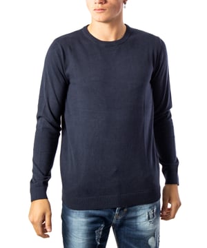 Marca: Jack & Jones.
  Genero: Hombres.
  Tipo: Punto.
  Temporada: Otono/Invierno.
  Color: Azul.
  Patron: Liso.
  Mangas: Largas.
  Escote: Cuello redondo.
  Composicion: 100% algodon.
  Lavado: Lavar a maquina a 30Â°C.