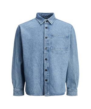Marca: Jack & Jones.
  Genero: Hombres.
  Tipo: Camisas.
  Temporada: Otono/Invierno.
  Color: Azul.
  Patron: Liso.
  Sujecion: Botones.
  Mangas: Largas.
  Cuello: Clasico.
  Codigo del articulo: 12261948.
  Composicion: 100% algodon.
  Lavado: Lavar a maquina a 30Â°.