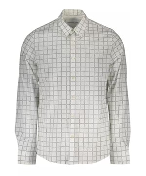 White cotton shirt
  Slim fit
  Long sleeves
  Italian collar
  1
  button cuffs
  Contrasting buttons
  Logo accents
Material: Cotton Elastane