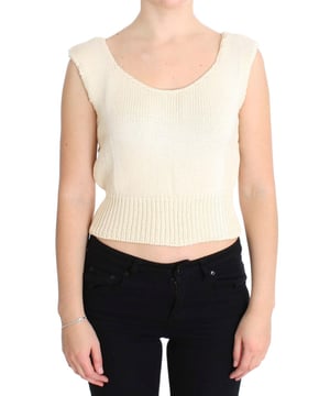 Marca: PINK MEMORIES.
  Condicion: A estrenar con etiquetas.
  Estilo: Sueter sin mangas.
  Color: Beige.
  Detalles del logotipo.
  Hecho en Italia.
  Material: 90% algodon 10% poliamida.
  Genero: Mujeres.