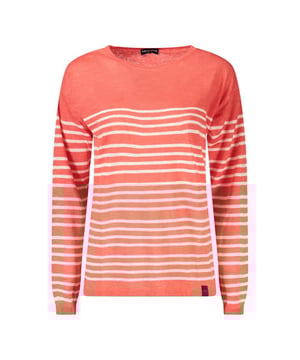 Roter Damenpullover aus Baumwolle.
  Gestreiftes Langarm.
  T.
  Shirt im maritimen Stil.
  Breiter Ausschnitt fur einen modernen Look.
  Charakteristisches North Sails.
  Logo.
  Hergestellt in Italien.
  Material: Baumwolle Leinen.
  Farbe: Rot.