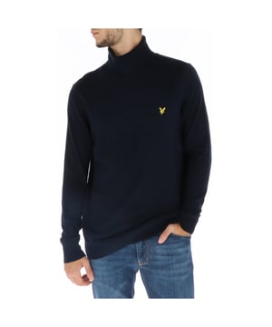 Marca: Lyle & Scott.
  Genero: Hombres.
  Tipo: Punto.
  Temporada: Otono/Invierno.
  Color: azul.
  Mangas: largas.
  Escote: cuello alto.
  Codigo del articulo: KN2103VC.
  Composicion: 70% algodon 30% lana merino.
  Lavado: lavar a maquina a 30Â°.